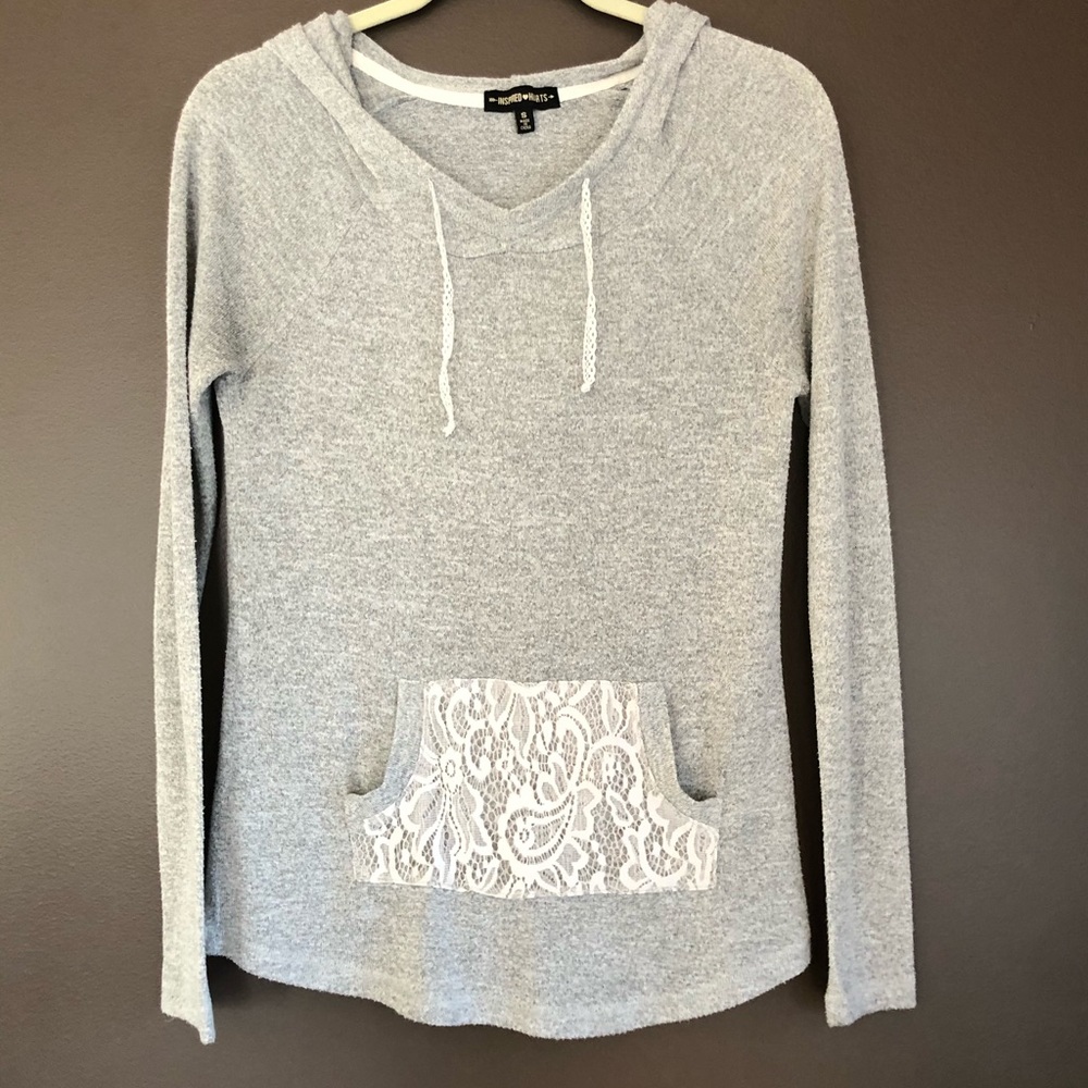 Lightweight Hoodie with Lace Accents